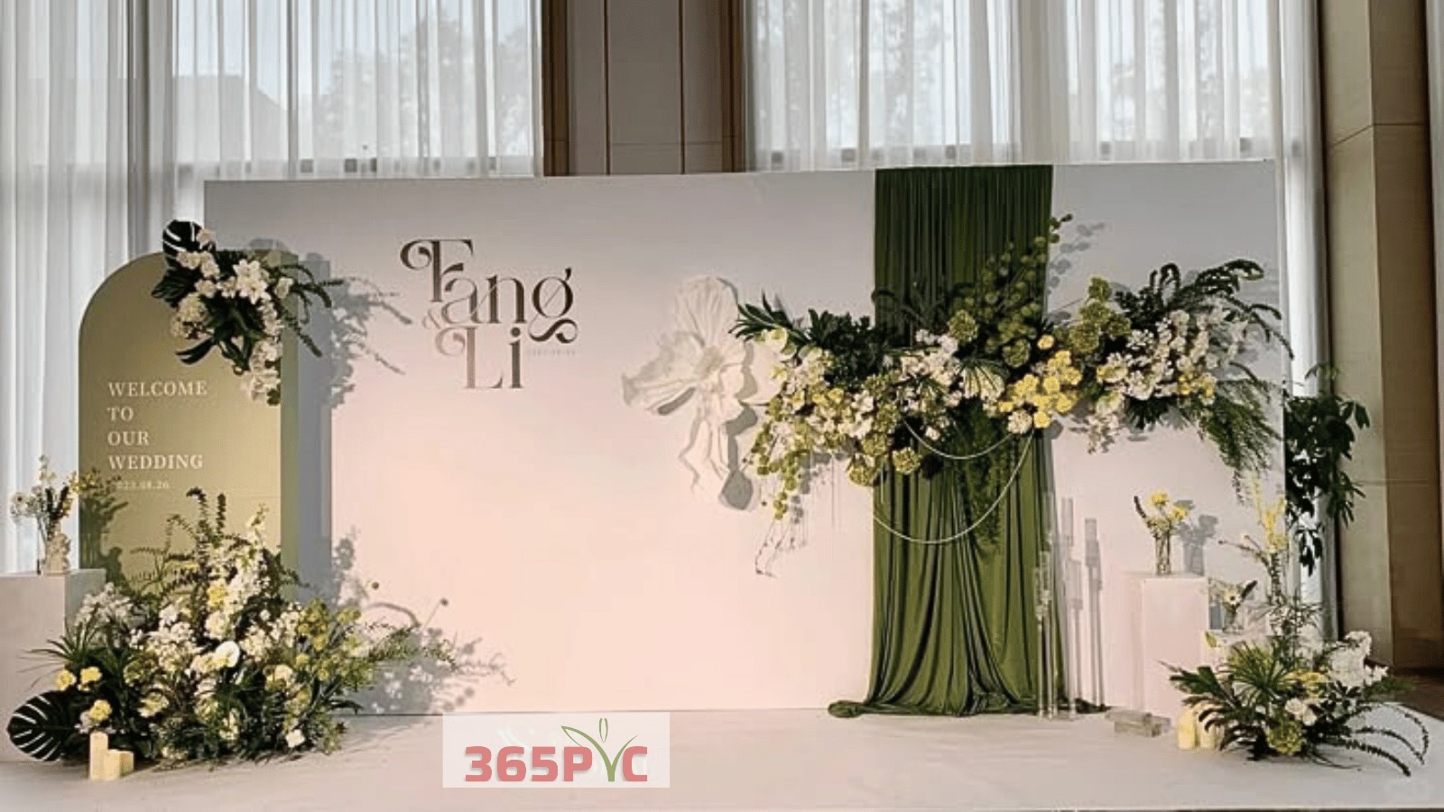 Backdrop đám cưới đẹp từ tấm Formex
